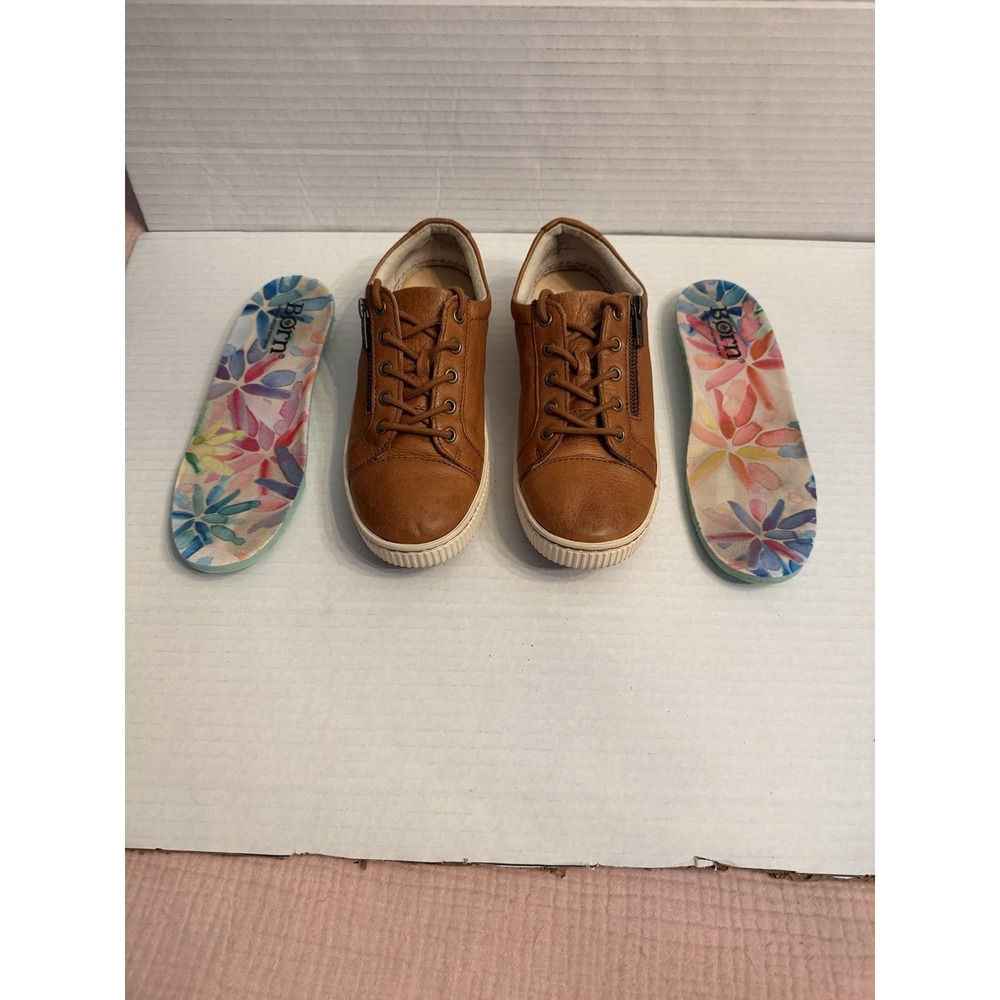 Born Women Tamara Distressed Leather Sneakers Size 6 Comfort Shoes Neutral Zip - Picture 3 of 10